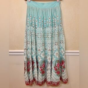 Soft Surroundings ‘Analisa’ Maxi Skirt Feminine Embroidered Floral Overlay